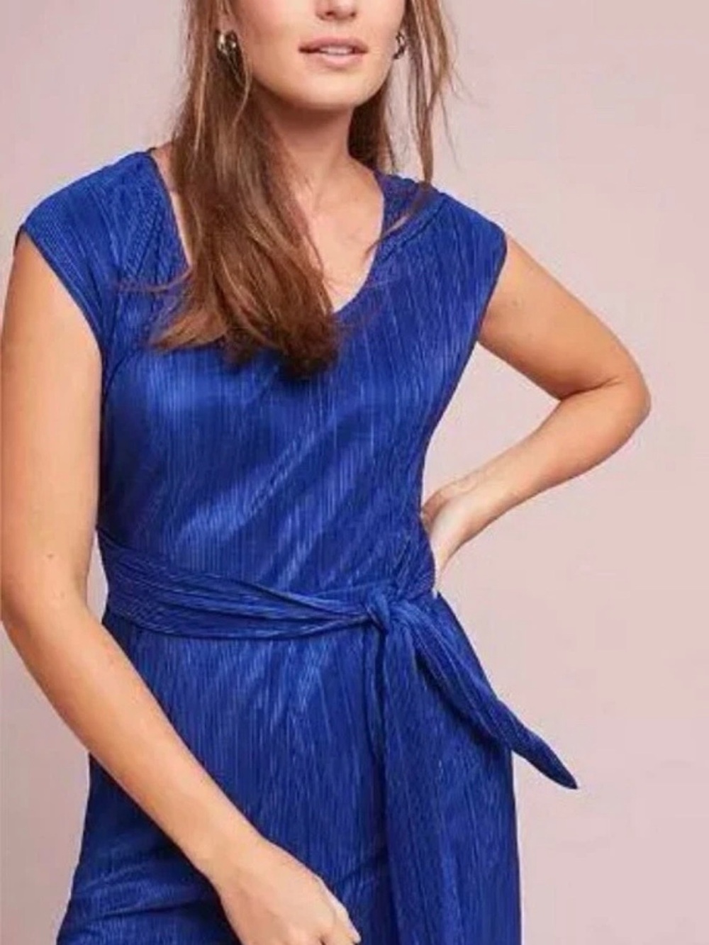 Anthropologie Maeve Sonata Jumpsuit Royal Blue Size 14 MSRP $138.00